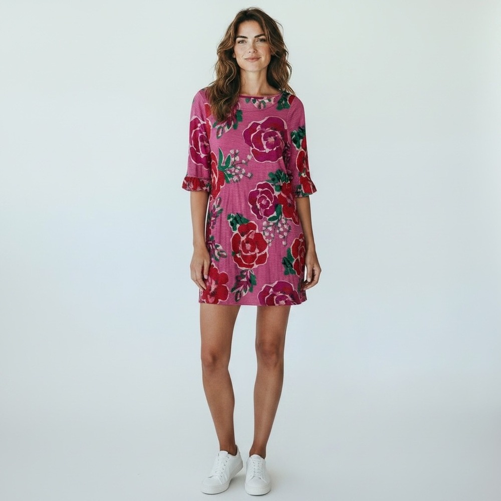 Lilly Pulitzer Somerset Dress Small Pink Floral A Thing Called Love Cotton Shift